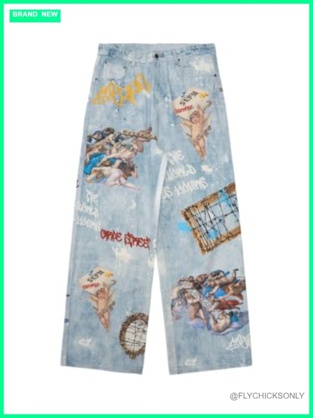 Wide Leg Straight Jeans Loose Denim Pants Unisex Y2K Streetwear Trousers